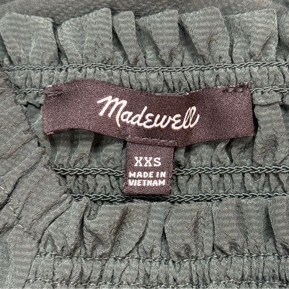 Madewell Lucie Green Bubble sleeve Smocked Top Sz XXS Fairycore Cottagecore - Picture 3 of 8
